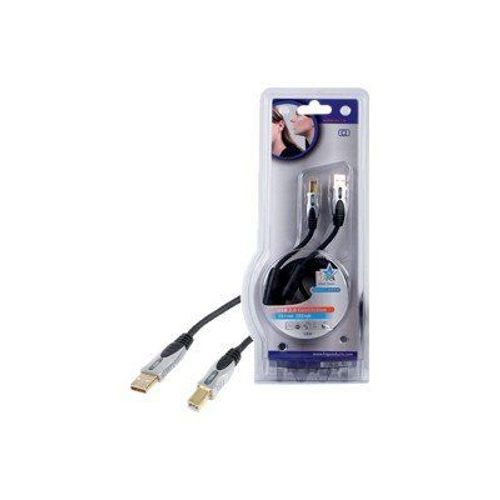 HQ Silver - Câble USB - USB (M) pour USB type B (M) - USB 2.0 - 1.8 m - moulé - noir