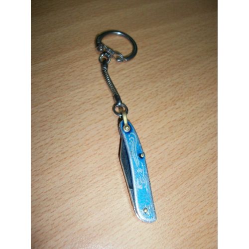 Porte clé clés clefs couteau bleu