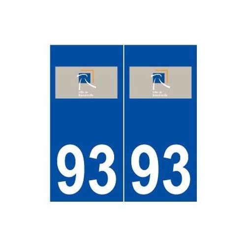 93 Romainville Logo Autocollant Plaque Stickers Ville - Couleur : Droits - Angles : Droits