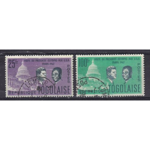 Togo 1962 : Voyage Aux Etats-Unis Du Président Sylvanus Olympio - Série De 2 Timbres Oblitérés