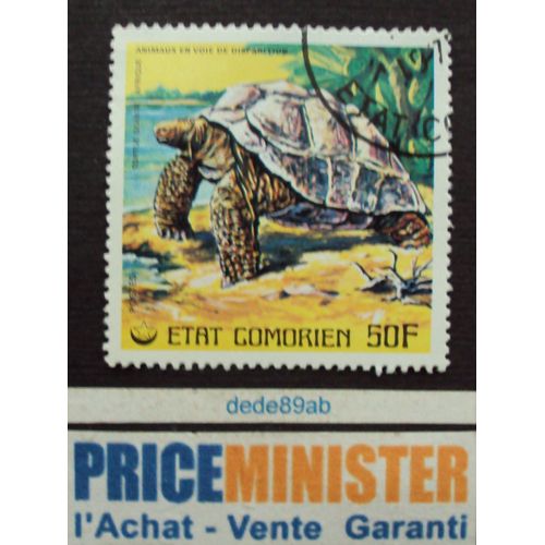 Comores..Etat Comorien.Série Animaux En Voie De Disparition(1977) : Tortue Géante (Afrique) Oblitéré.