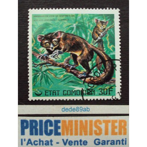 Comores..Etat Comorien.Série Animaux En Voie De Disparition(1977) : Aye Aye Lémurien (Comores)  Oblitéré.