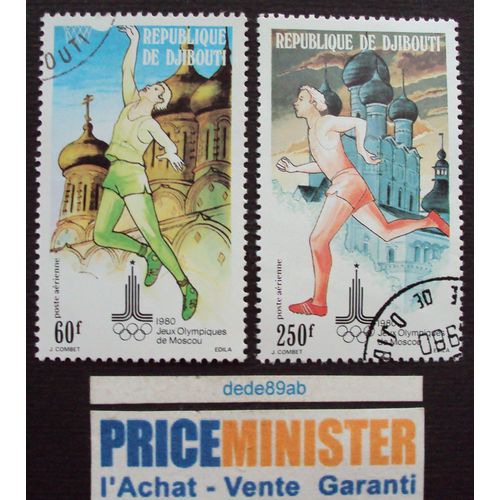 Djibouti..2 Timbres Poste Aérienne " 1980 Jeux Olympiques De Moscou " Oblitéré.