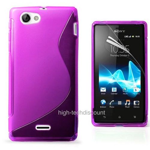 Housse Etui Coque Silicone Gel Mauve Pour Sony Xperia J + Film Écran