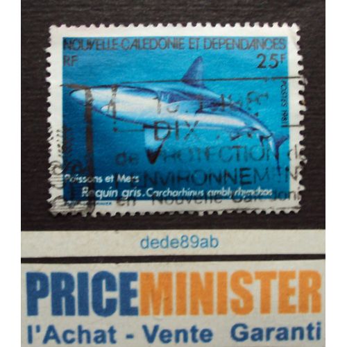 Nouvelle Calédonie Et Dépendances..25f Poissons Et Mers : Requin Gris (Carcharhinus Amblyrhynchos). Oblitéré.