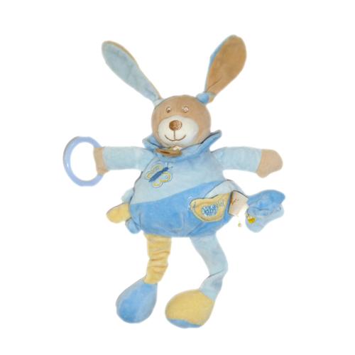 Doudou Lapin Chien Bleu Beige Jaune Grelot Hochet Papillon Baby Nat' Babynat