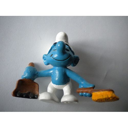 Schtroumpf Avec Pelle Et Balai Portugal Ancienne Figurine Collection Schtroumpfs Smurf