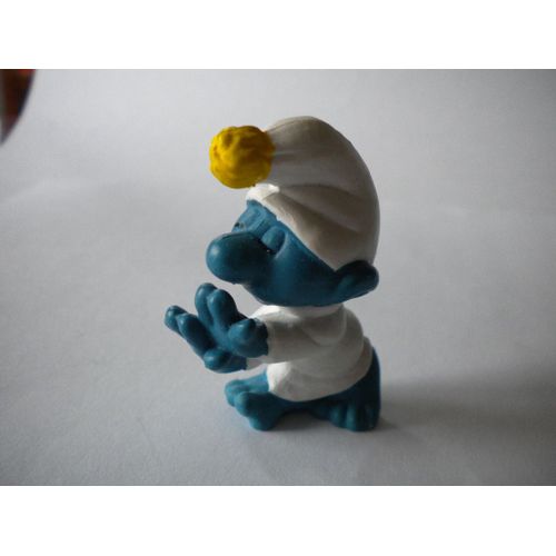 Schtroumpf Somnambule Variante Jaune 1972  Peyo Ancienne Figurine Collection Schtroumpfs Smurf
