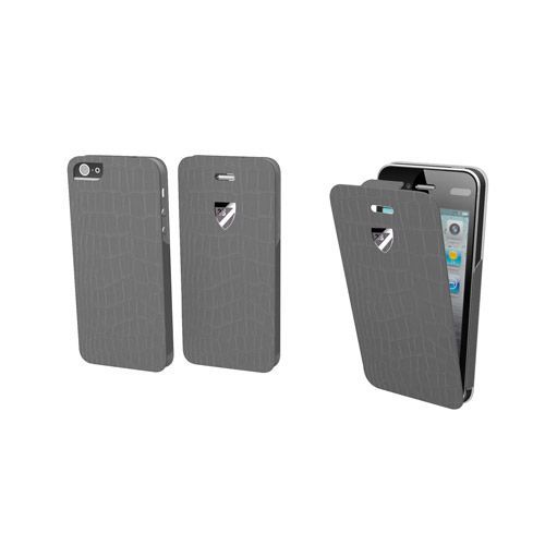 Etui Cremieux Slim Croco Metal Gris Pour Iphone 5 Avec Protege Ecran