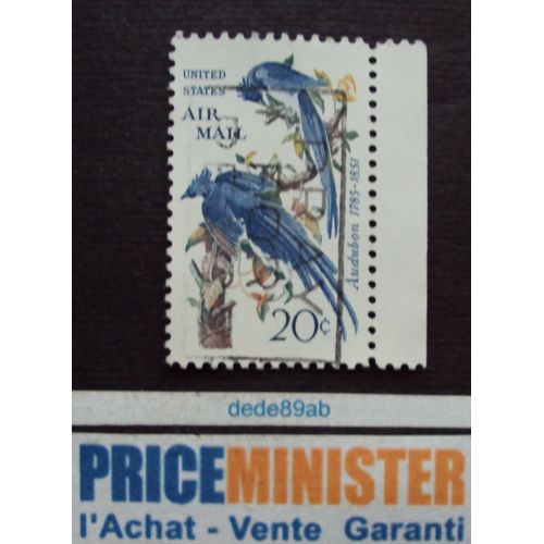 Etats-Unis.. 20c Air Mail Oiseaux Bleus : Audubon (1785-1857) Oblitéré.