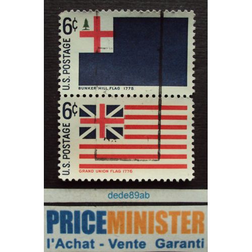 Etats-Unis.. 2 Timbres Jumelés Drapeaux (Bunker Hill 1775 & Grand Union Flag 1776) Oblitérés