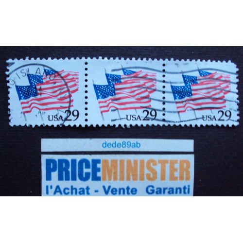 Etats-Unis.. 3 Timbres : Drapeaux Américain. Oblitéré.