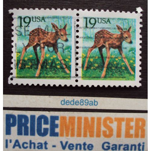 Etats-Unis.. 2 Timbres Jumelés 19 U.S.A. Faon  Oblitérés.