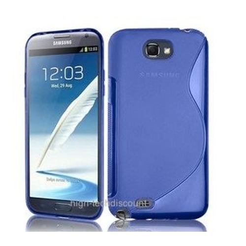 Housse Etui Coque Silicone Gel Bleu Pour Samsung Galaxy Note 2 N7100 + Film Écran