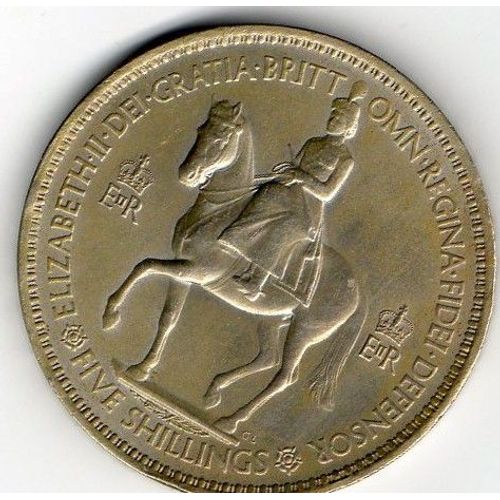 Pièce De 5 Shillings, Pour Le Couronnement D'elizabeth Ii