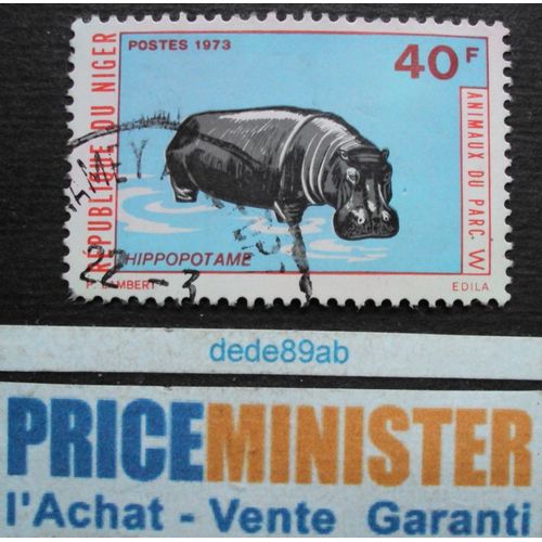 Niger.. 40f République Du Niger.Animaux Du Parc W : Hippopotame (Hippopotamus Amphibius) Oblitéré.