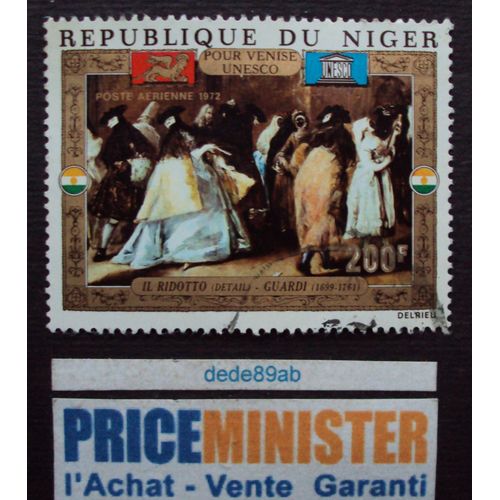 Niger.. 200f Poste Aérienne République Du Niger.Unesco Sauvetage De Venise.Tableau De Guardi (1699-1761) : Il Ridotto (Détail) Oblitéré.