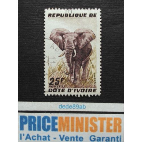 Côte D' Ivoire.. 25f République De Côte D' Ivoire. " Eléphant " Oblitéré.