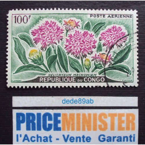 Congo.. 100f Poste Aérienne.République Du Congo. Fleur : Helicrysum Mechowiam. Oblitéré