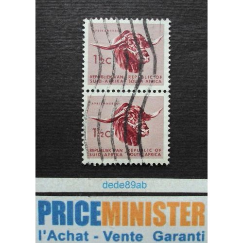 Afrique Du Sud.. 2 Timbres Jumelés. (Inscrit Bilingue) . Buffle . Oblitérés