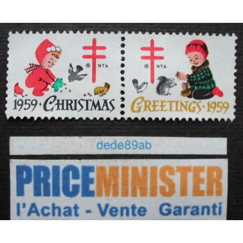 Etats-Unis.. 2 Timbres Vignettes Fêtes De Noël : Christmas - Greetings 1959.