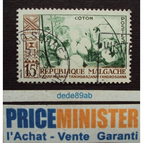 Madagascar.. 15f République Malgache. Coton . Oblitéré.
