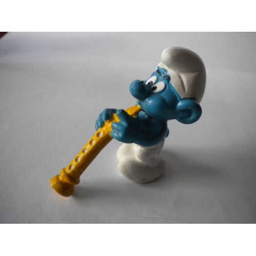 Schtroumpf À La Flute  Peyo Bully Ancienne Figurine Collection Schtroumpfs Smurf