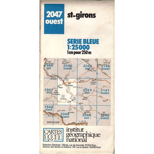 Carte Ign 2047ouest - Saint Girons - 1/25000e