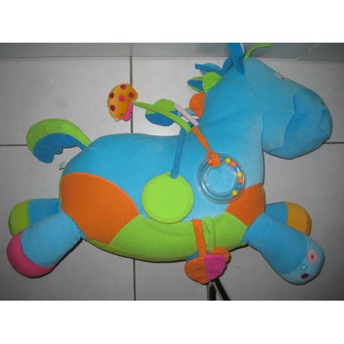 Doudou Hochet Poney Cheval Bleu Bawi 50 Cm