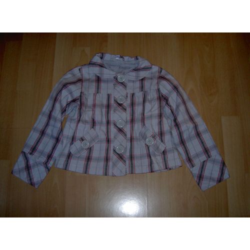 Blouson Doublé Gris À Rayures Rouges Et Noires Vertbaudet Mila Blue Taille 8 Ans