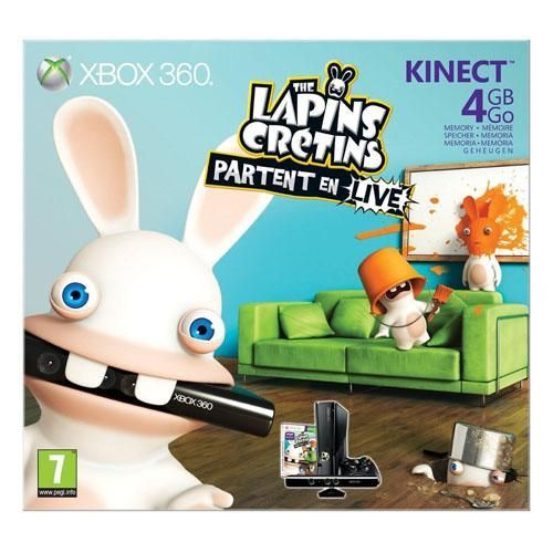 Pack Xbox 360 4 Go + The Lapins Cretins Partent En Live + Kinect