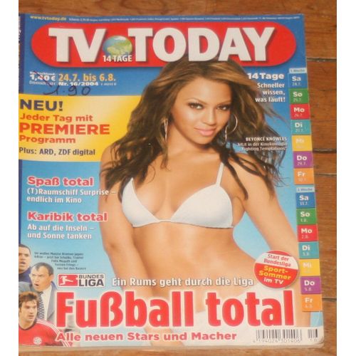 Tv Today ( Deutsch Mag ) Tom Hanks 2p/ Nicole Kidman 1p/ Benjamin Biolay & Chiara Mastroianni 1/2p/ Beyonce Knowles En Couverture  16