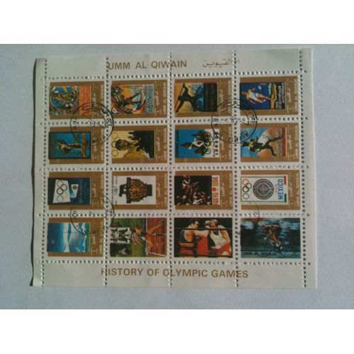 Bloc De 16 Timbres Histoire Des Jeux Olympiques Umm Al Qiwain