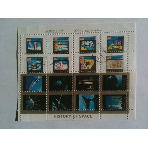 Feuillet De 16 Timbres Histoire De L'espace Ajman State 1973