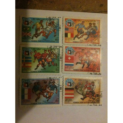 Lot De 6 Timbres Football Coupe Du Monde Yemen 1990
