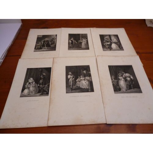 6 Gravures Sur Acier Xixème / Illustrations Du Theatre De Schiller