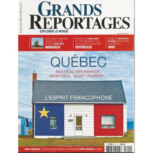 Grands Reportages  N° 341 Quebec, L'esprit Francophone