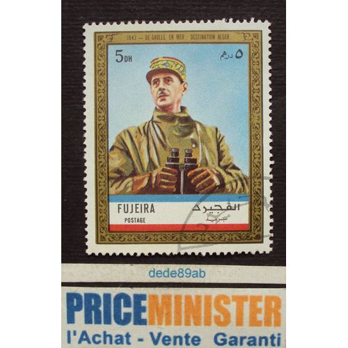Fujeira..(Emirats Arabes Unis) 5dh 1943 De Gaulle En Mer Destination Alger. Oblitéré.