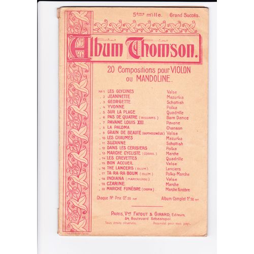Album Thomson 20 Compositions Pour Violon Ou Mandoline