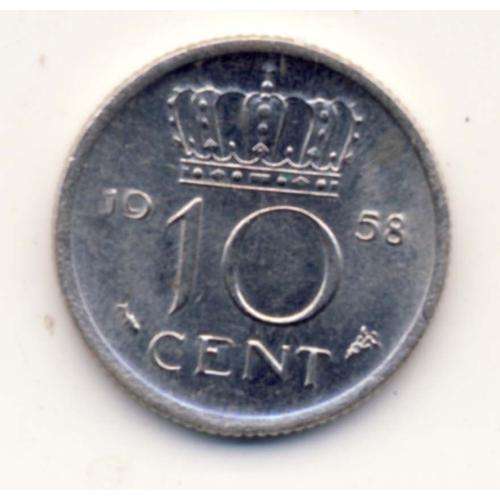 Pièce 10 Cent Nederland  (Pays-Bas, Hollande) 1958