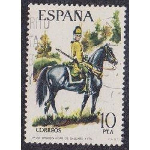 Timbre D'espagne N°1894 Y&t 10 P Multicolore Uniformes Militaires Dragon De Sagunto