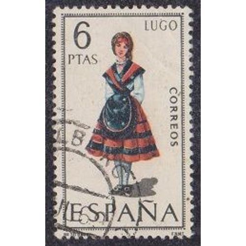 Timbre D'espagne N°1560 C Y&t 6 P Multicolore Costumes Féminins Lugo