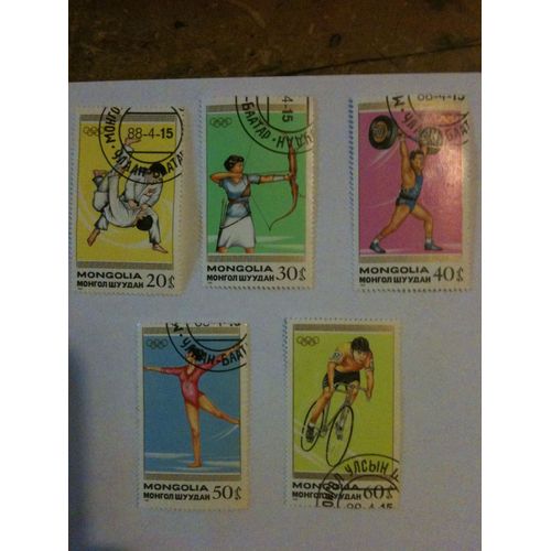 Lot De 5 Timbres Sports Olympiques Mongolie 1988