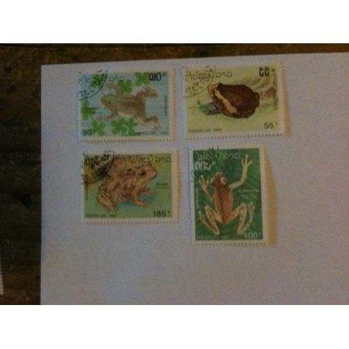 Lot De 4 Timbres Batraciens Laos 1993