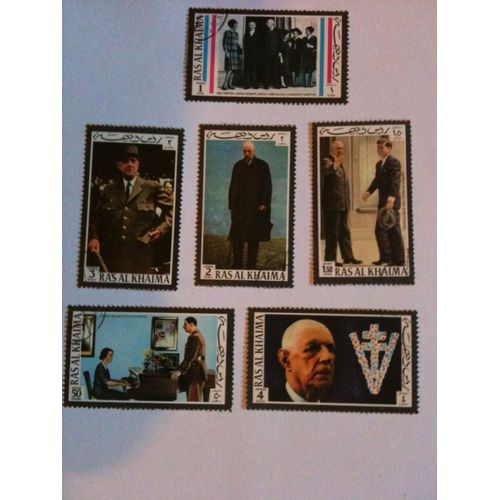 Lot De 6 Timbres Général De Gaulle Ras Al Khaima