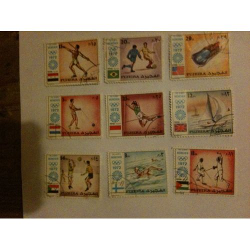 Lot De 9 Timbres Sport Munich 1972 Fujeira