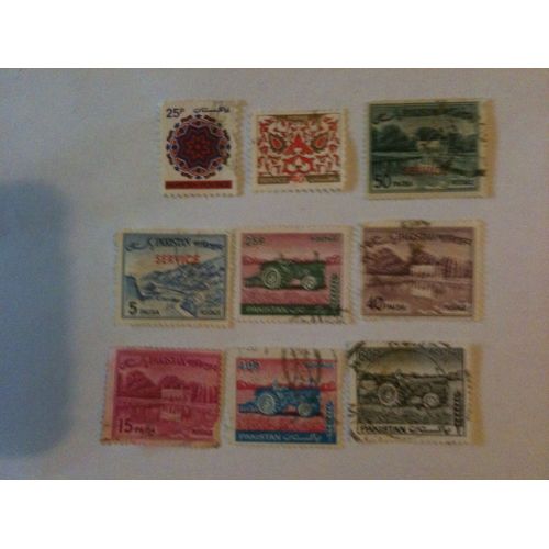 Lot De 9 Timbres Divers Du Pakistan