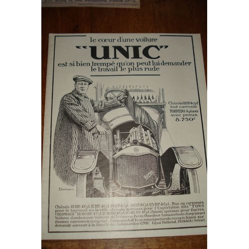 Publicité 1914  Automobiles Unic
