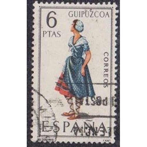 Timbre D'espagne N°1527 Y&t 6 P Multicolore Costumes Féminins Guipuzcoa