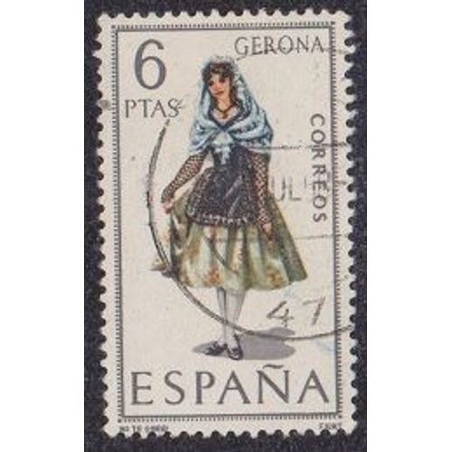 Timbre D'espagne N°1503 Y&t 6 P Multicolore Costumes Féminins Gerona